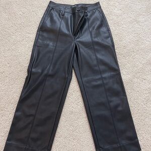 Madewell pleather black cropped wide leg pants size 26